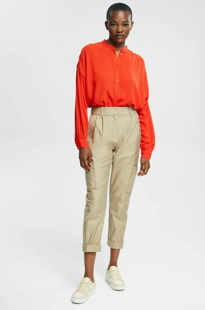 Esprit Button-down Blouse - Orange Red - Image 2