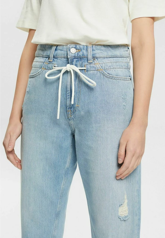 Esprit MIT KORDELZUG - Straight Leg Jeans - Blue Light Washed - Image 6