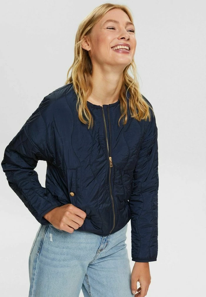 Esprit MIT DEKORATIVER STEPPUNG - Light Jacket - Navy
