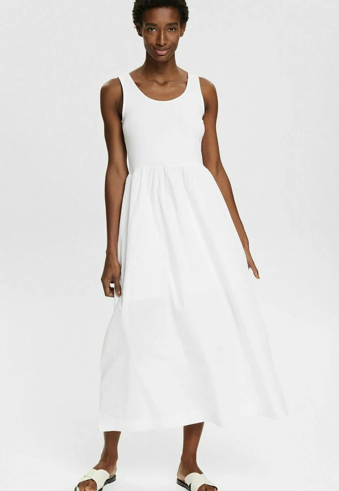 Esprit MATERIAL MIX IN LÄNGE - Maxi Dress - White