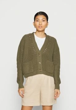 Esprit V NECK CARDIGAN - Cardigan - Dark Khaki