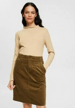 Esprit STRAIGHT SKIRT - Mini Skirt - Dark Khaki