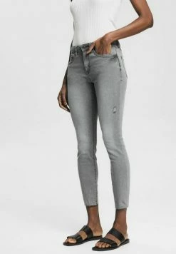 Esprit MIT DESTROYED-EFFEKTEN - Slim Fit Jeans - Grey Light Wash