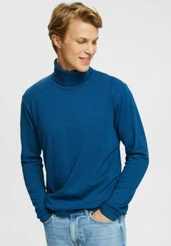 Esprit SOFT ROLL - Long Sleeved Top - Petrol Blue