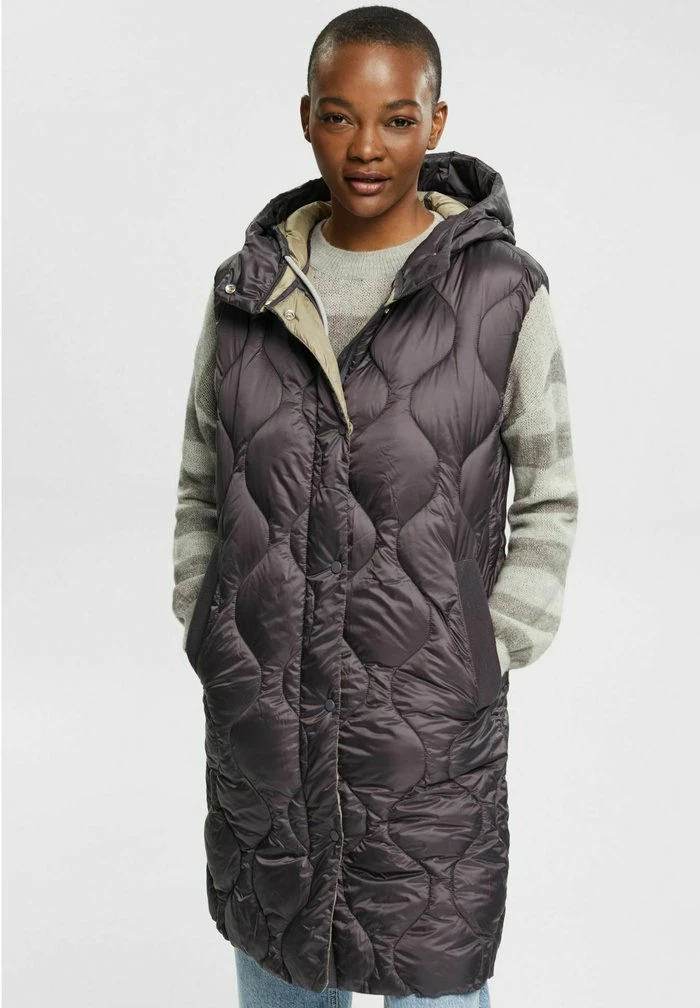 Esprit OUTDOOR WOVEN - Waistcoat - Anthracite