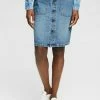 Esprit MIT KNOPFLEISTE - Denim Skirt - Blue Medium Washed