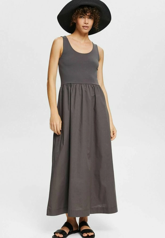 Esprit MATERIAL MIX IN LÄNGE - Maxi Dress - Anthracite