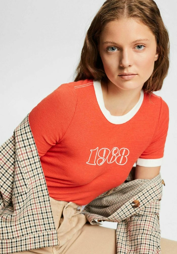 Esprit Print T-shirt - Orange Red - Image 8