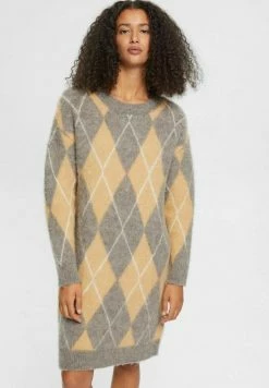 Esprit ARGYLE - Jumper Dress - Sand