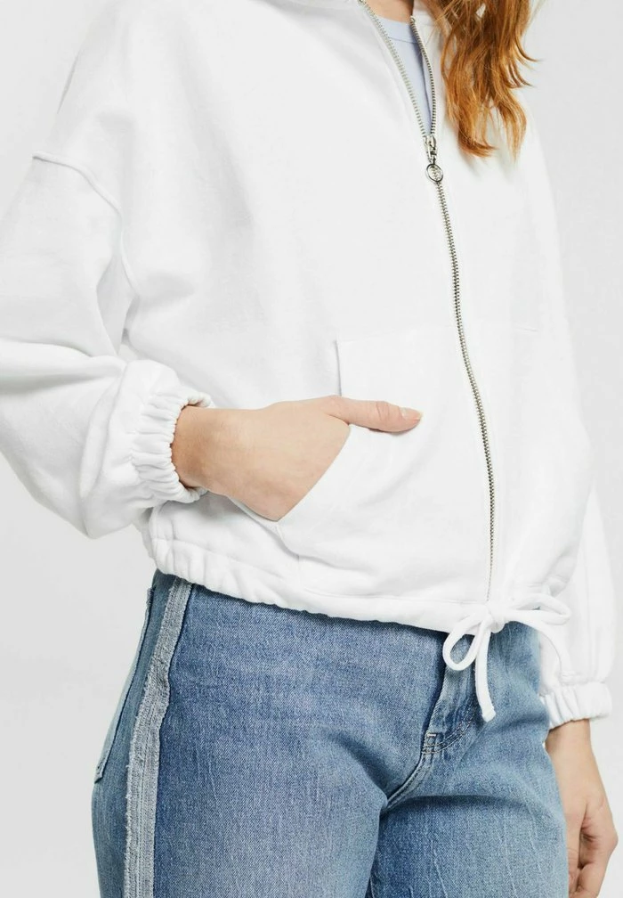Esprit Zip-up Sweatshirt - White - Image 5