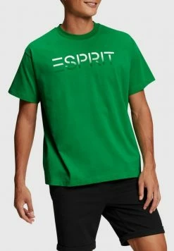 Esprit MIT BEFLOCKTEM LOGO-AUFNÄHER - Print T-shirt - Green
