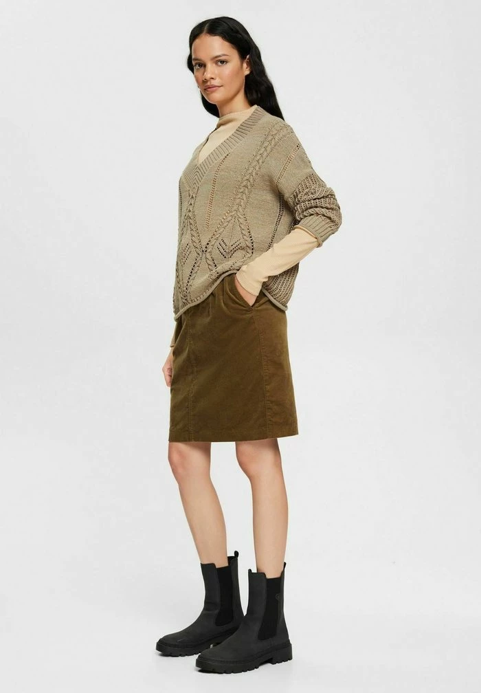 Esprit STRAIGHT SKIRT - Mini Skirt - Dark Khaki - Image 5