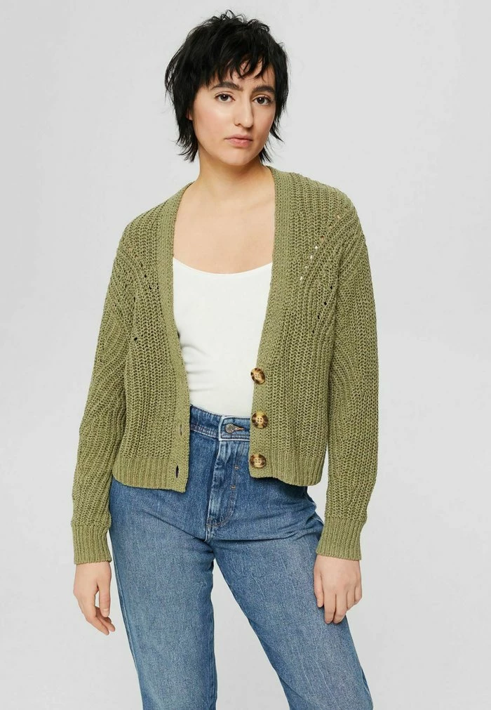 Esprit CARDIGAN - Cardigan - Light Khaki