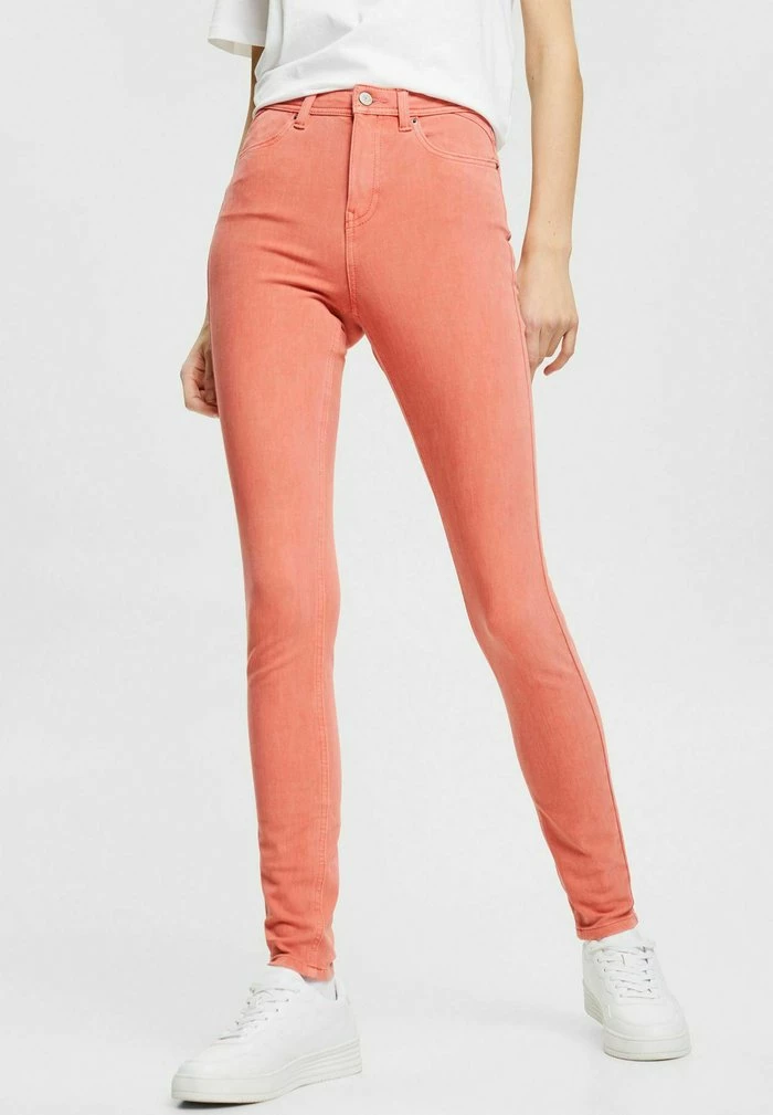 Esprit HIGH RISE - Slim Fit Jeans - Coral