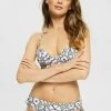 Esprit WATTIERTES MIT PRINT - Bikini Top - Light Khaki