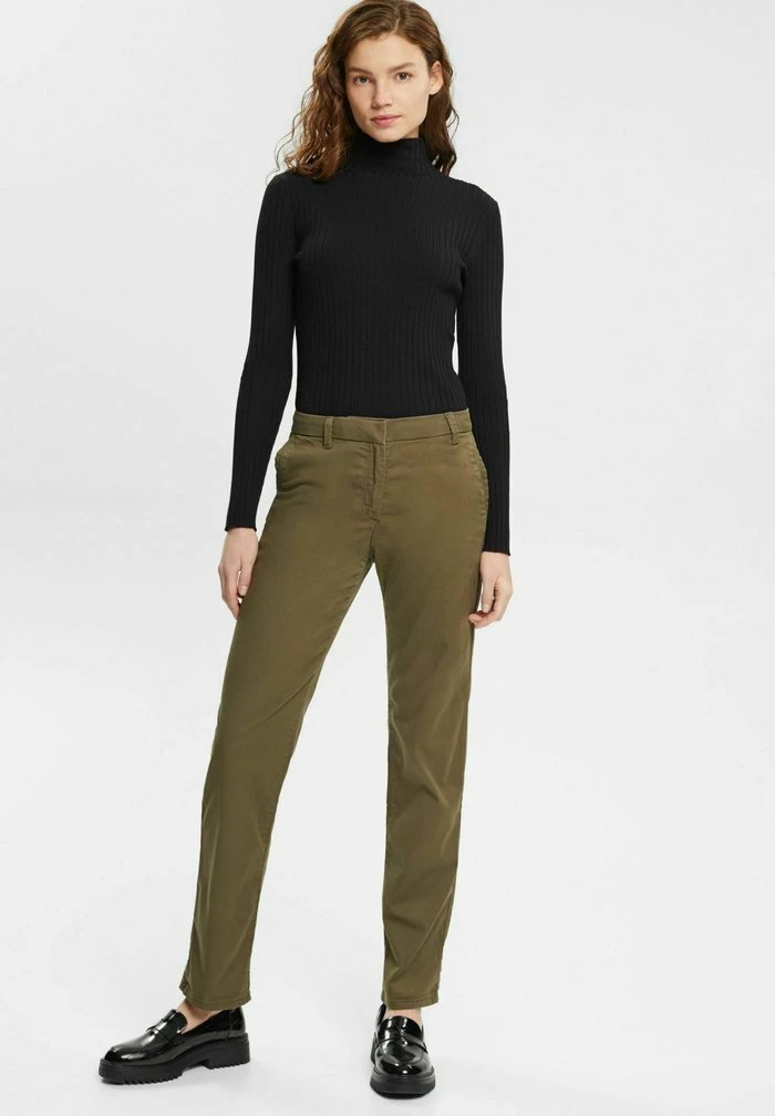 Esprit SUS MR STR - Trousers - Dark Khaki