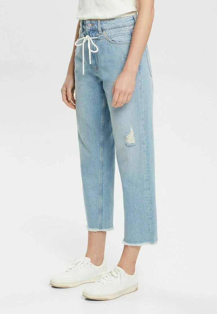 Esprit MIT KORDELZUG - Straight Leg Jeans - Blue Light Washed - Image 5