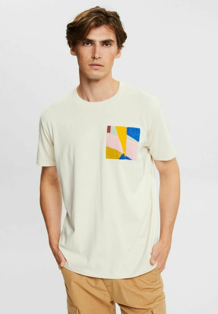 Esprit REGULAR FIT - Print T-shirt - Cream Beige