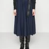 Esprit SKIRT SOLID - Pleated Skirt - Navy
