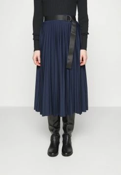 Esprit SKIRT SOLID - Pleated Skirt - Navy