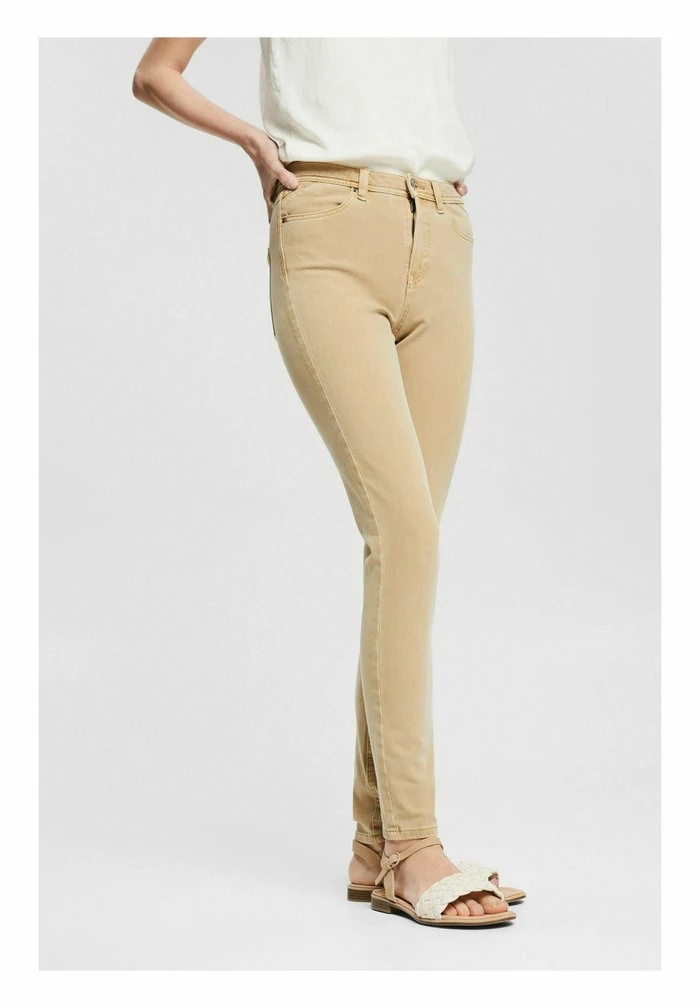 Esprit HIGH RISE - Slim Fit Jeans - Sand
