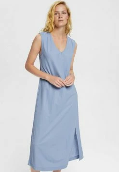 Esprit MIT SAUMSCHLITZ - Jersey Dress - Light Blue Lavender