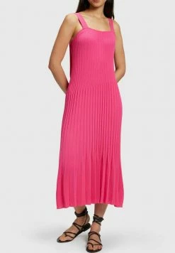 Esprit RECYCELT MIT PLISSEEFALTEN - Jumper Dress - Pink Fuchsia
