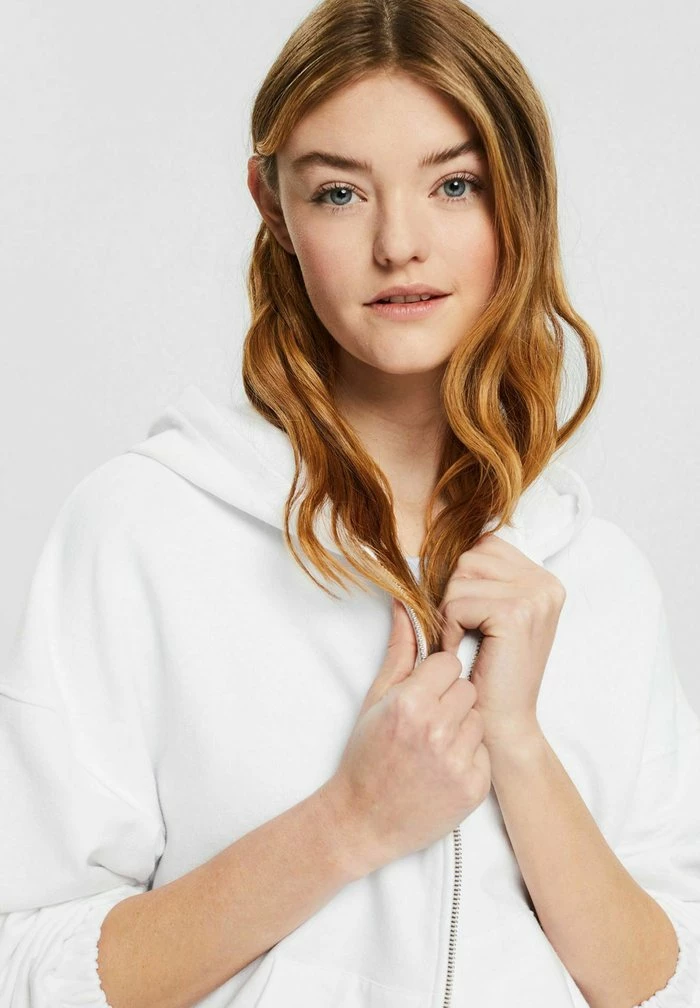 Esprit Zip-up Sweatshirt - White - Image 4