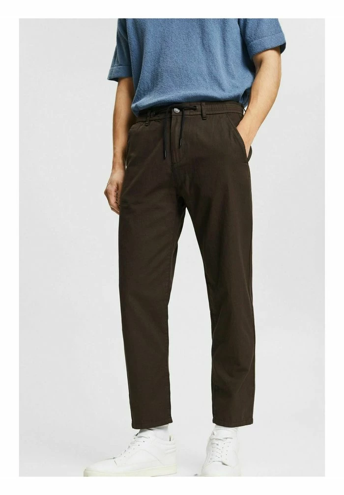 Esprit MIT KORDELZUGBUND - Trousers - Dark Brown