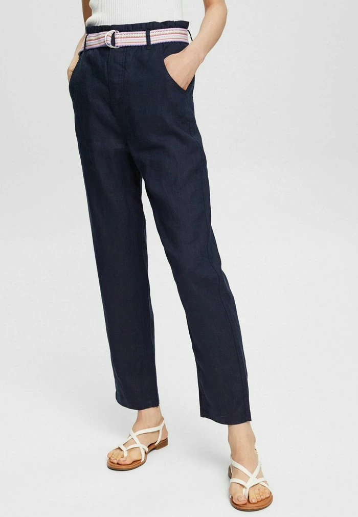 Esprit MIT BUNTEM GüRTEL - Trousers - Navy