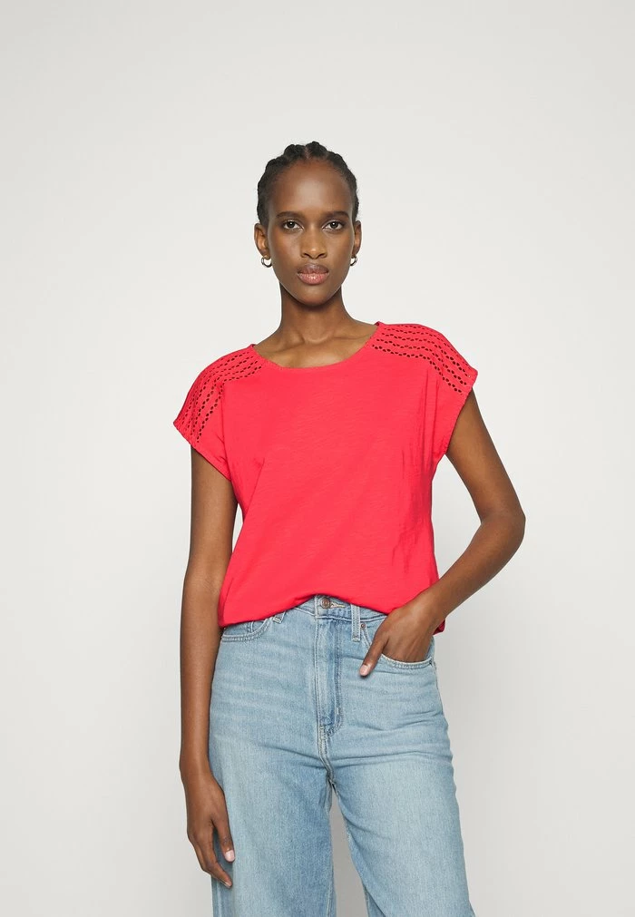 Esprit SUS SLUB - Print T-shirt - Coral Red