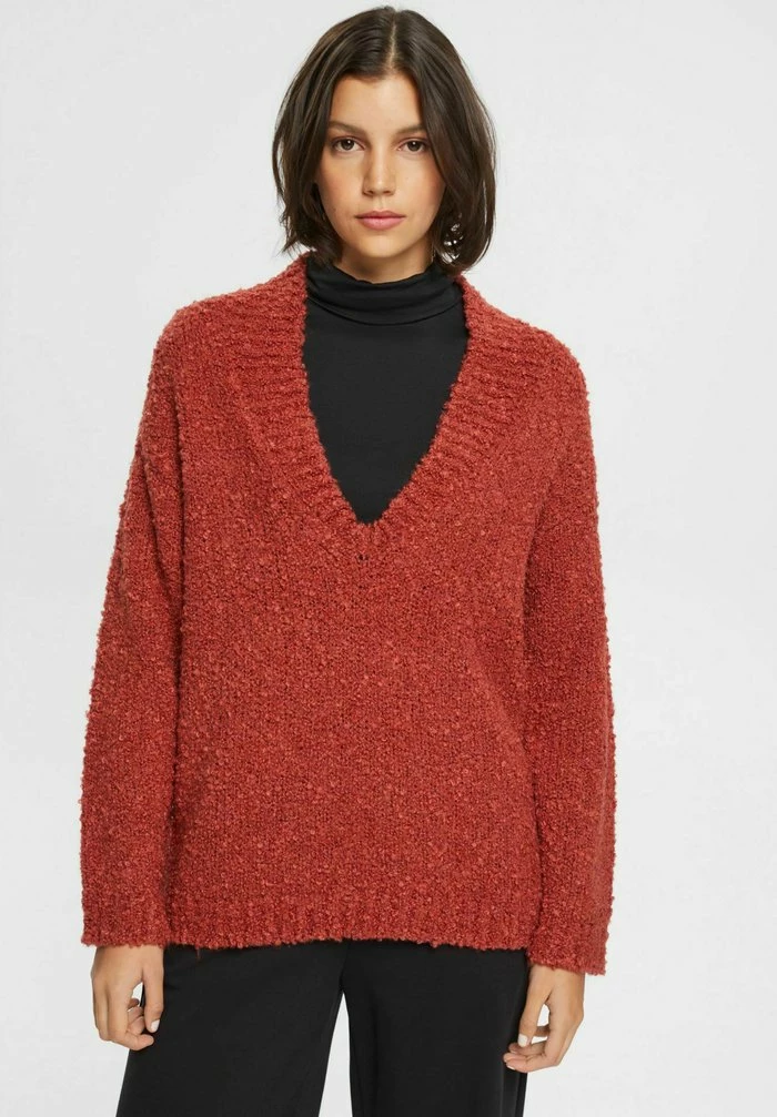 Esprit V NECK - Jumper - Terracotta New