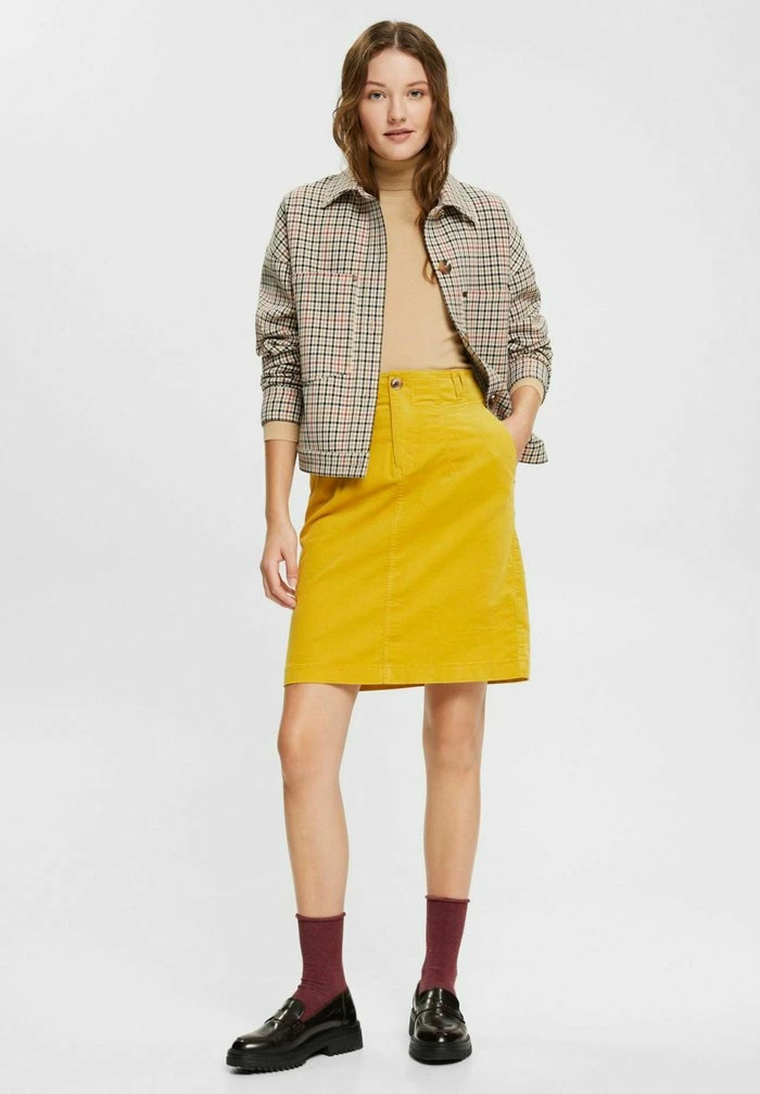 Esprit STRAIGHT SKIRT - Mini Skirt - Dusty Yellow - Image 2