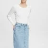 Esprit MIT KNOPFLEISTE - Pencil Skirt - Blue Medium Washed