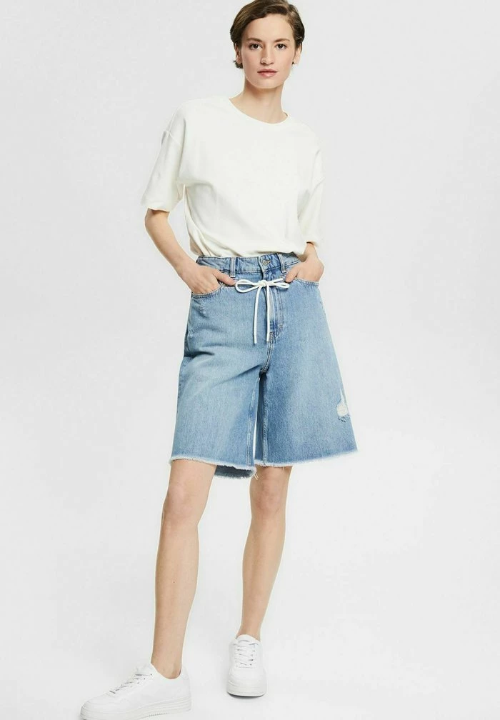 Esprit MIT KORDELZUG - Denim Shorts - Blue Medium Washed - Image 2