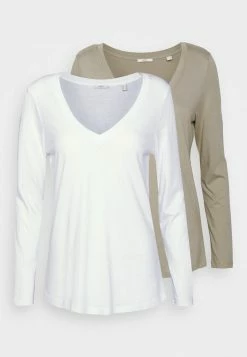 Esprit 2 PACK - Long Sleeved Top - Pale Khaki/white
